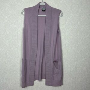 Jack & Jo 100% Cashmere Sleeveless Sweater Longline Cardigan Lilac Purple Large